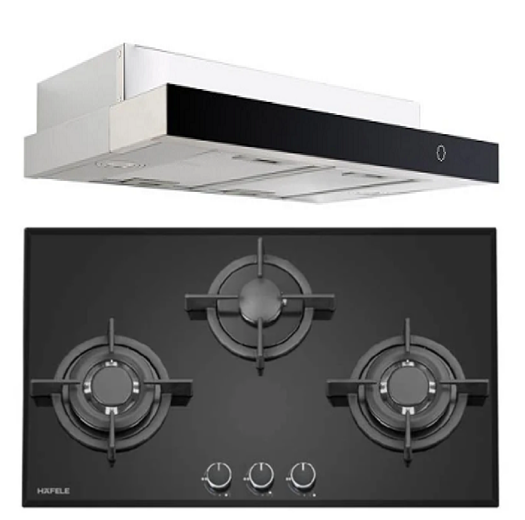 Hafele 90CM Semi Integrated Hood 536.88.133 + Hafele 86CM BUILT-IN CERAMIC Gas Hob (PUB) 538.01.947